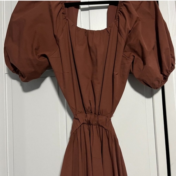 Cottage Core Abercrombie & Fitch Puffed Sleeve Open Back Midi Dress - Picture 4 of 4